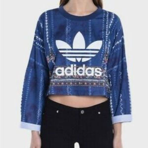 Adidas Originals X FARM RIO Cirandeira Crop Crew Blue Sweat
